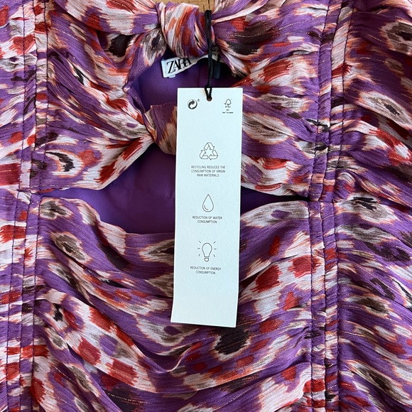 Zara Multicolor Purple Chiffon Ruched Cutout
Strappy Mini Dress - Picture 7 of 10